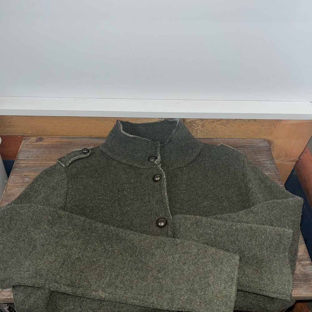Italy Italian Wool Military jacket fitted button Sweater coat warm coz… - Picture 11 of 14
